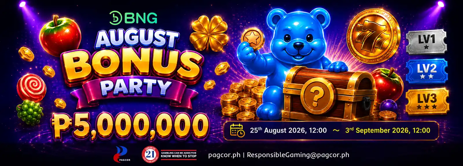 BNG August Bonus Party 5 Million Prize Pool