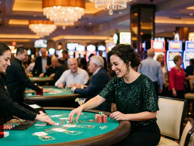 Woman enjoying casino games at 777 PUB online casino