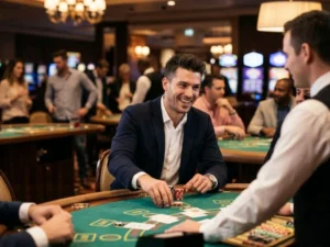 Charming man relaxing at Eureka online casino