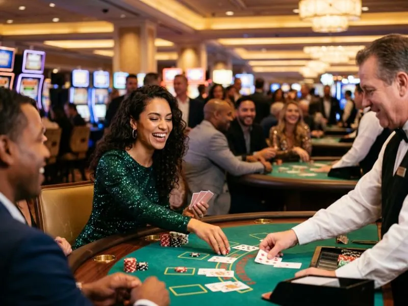 Elegant woman enjoying a casino night with online casino software ICG Gaming