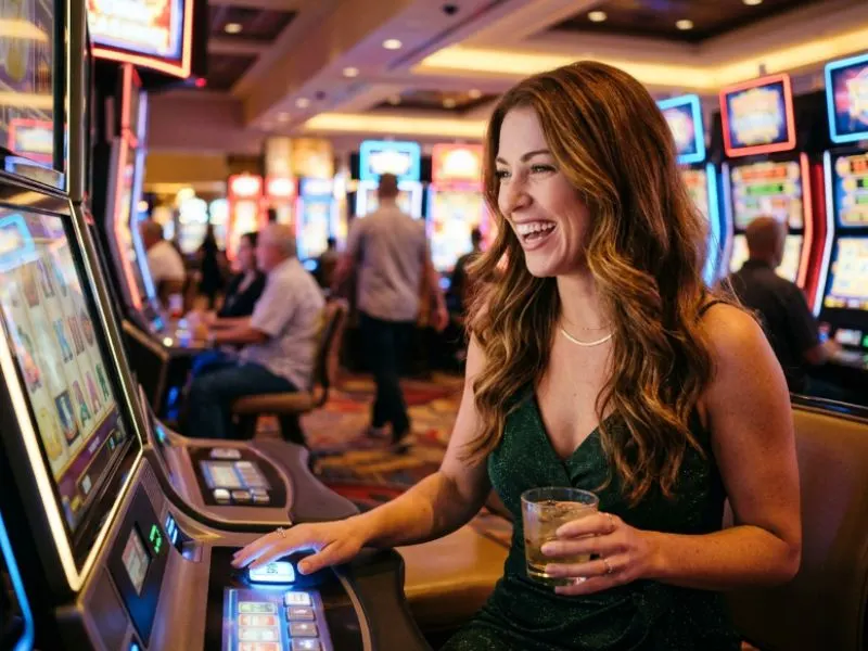 Woman celebrating a lucky slot spin at PH City online casino