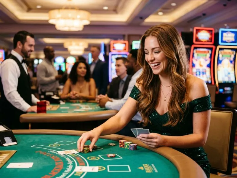 Woman enjoying the glamorous PH City online casino atmosphere