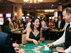Woman enjoying a luxurious casino lounge at PH Pasay online casino