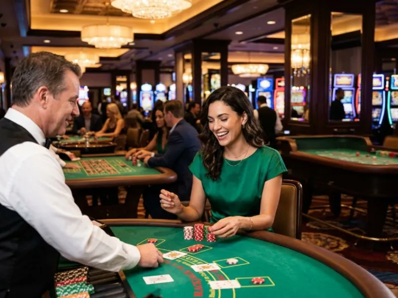 Glamorous lady enjoying a casino resort at Phil168 online casino login