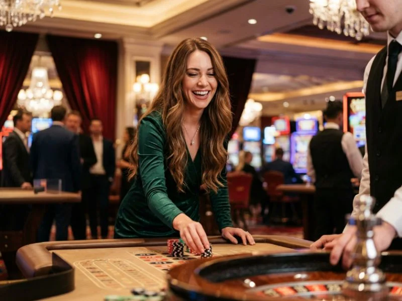 Woman enjoying the casino ambiance at phlboss online casino