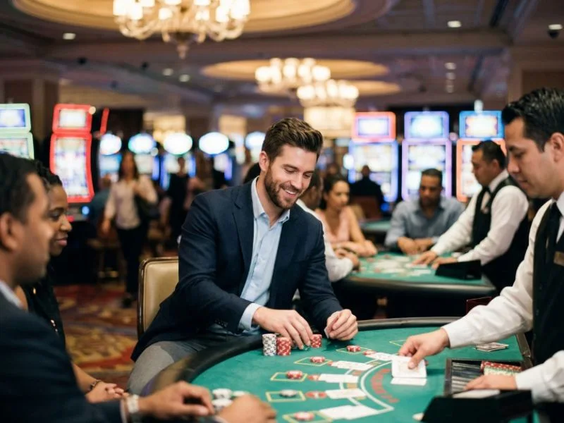 Elegant man enjoying a casino experience at Taya 777 online casino
