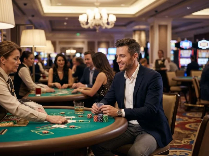Handsome man in a sharp suit at Taya 777 online casino